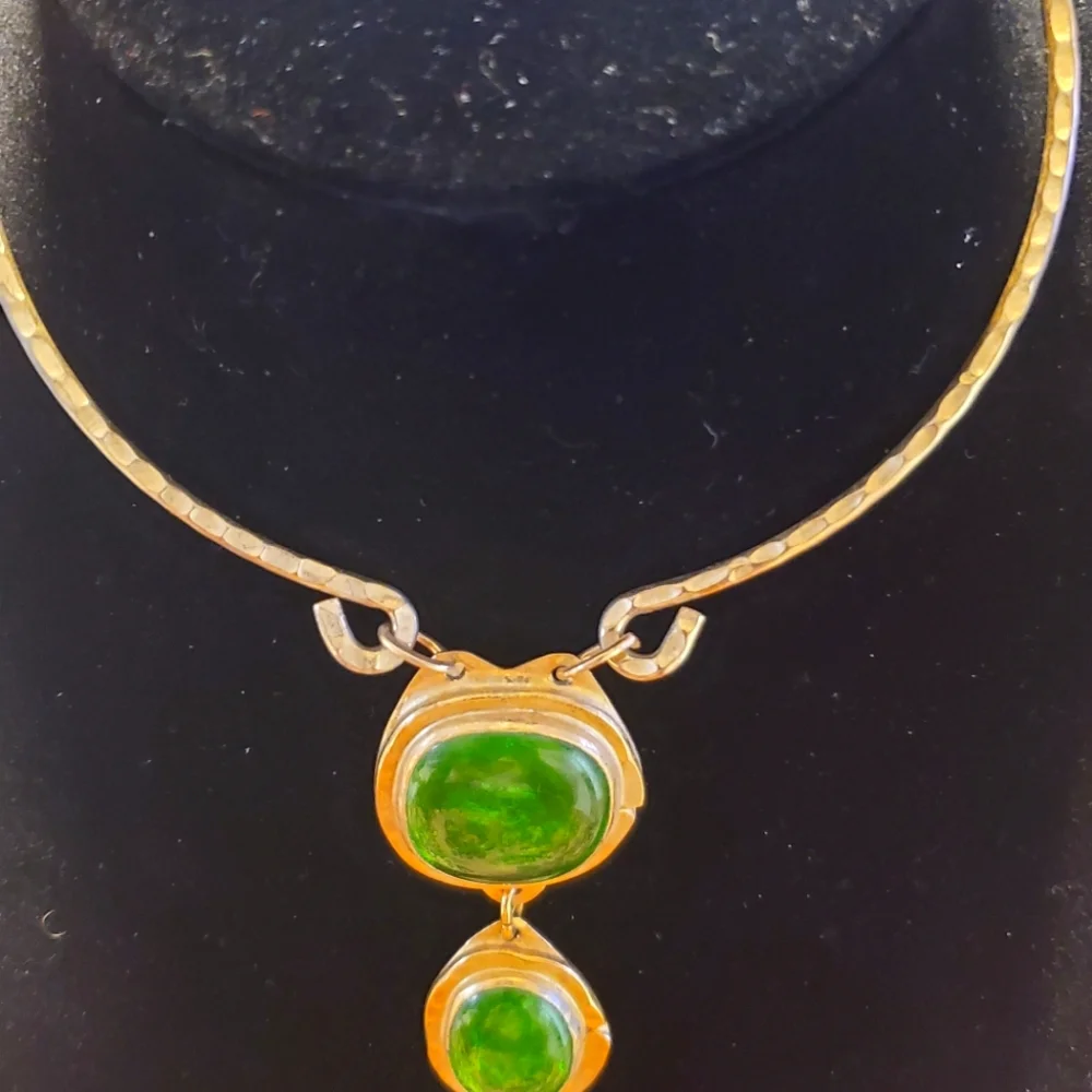 Rafael Canada Brass Double Pendant Choker Necklace - Picture 4 of 6